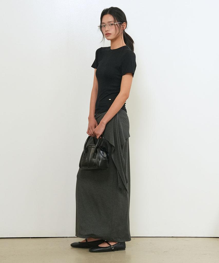 GENERALIDEA Acetate Round Neck T-Shirt [Black] / Gf2Lts509