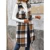 Women Plaid Print Flap Collar Sleeveless Jacket  Autumn Loose Fashion Single Breasted Long Thermal Vest