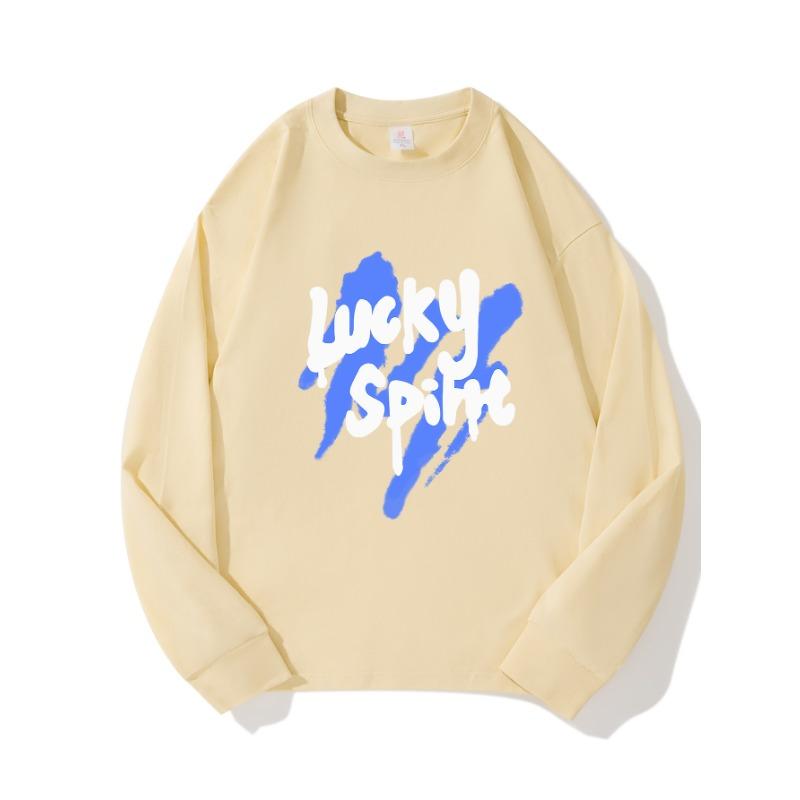 

Lucky Autumn Clothing Длинные рукава из чистого хлопка, новый мужской и женский топ, весенний внутренний слой, базовая рубашка, футболка с круглым вырезом и длинными рукавами XXL бежевый