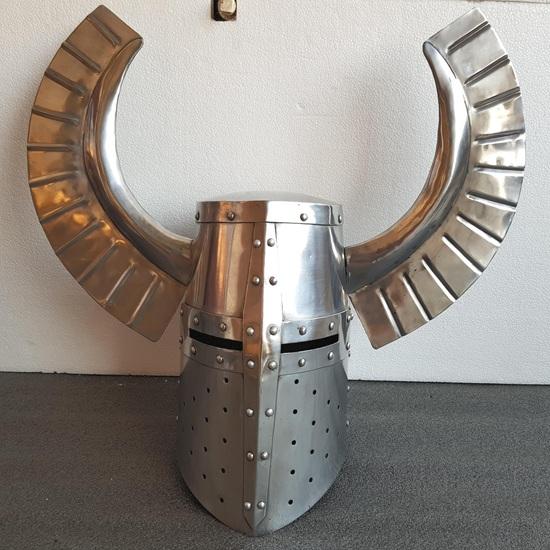

Medieval Templar Fantasy Warrior Helmet Great Horned Knight Helmet for SCA LARP Teutonic Knight Crest Wing Helmet Gift