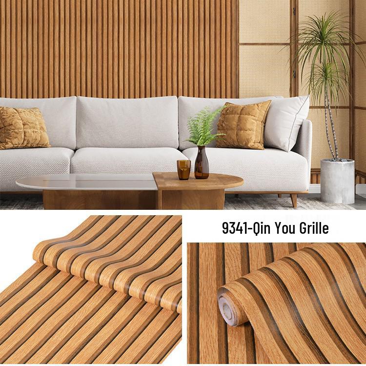 Self-Adhesive Waterproof PVC Imitation Grille Wallpaper for Bedroom Wall Decoration