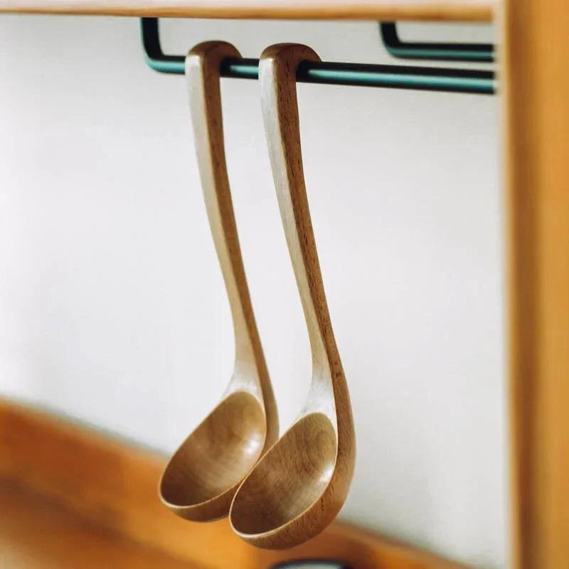 Cucharón de Sopa Cuchara de Sopa Grande de Madera Mango Largo Cucharón de Cocina Cuchara para Servir para Sopa Gachas Salsa Cuchara de Madera Vajilla