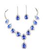 European & American Fashion Colored Diamond Teardrop Necklace & Earrings Set - Bridal Jewelry