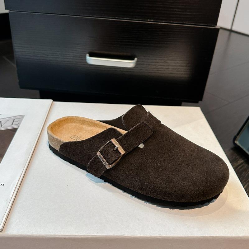 Birkenstock Women's Genuine Leather Closed Toe Summer Slip-On Slippers, 2025 New Thick Soft Sole