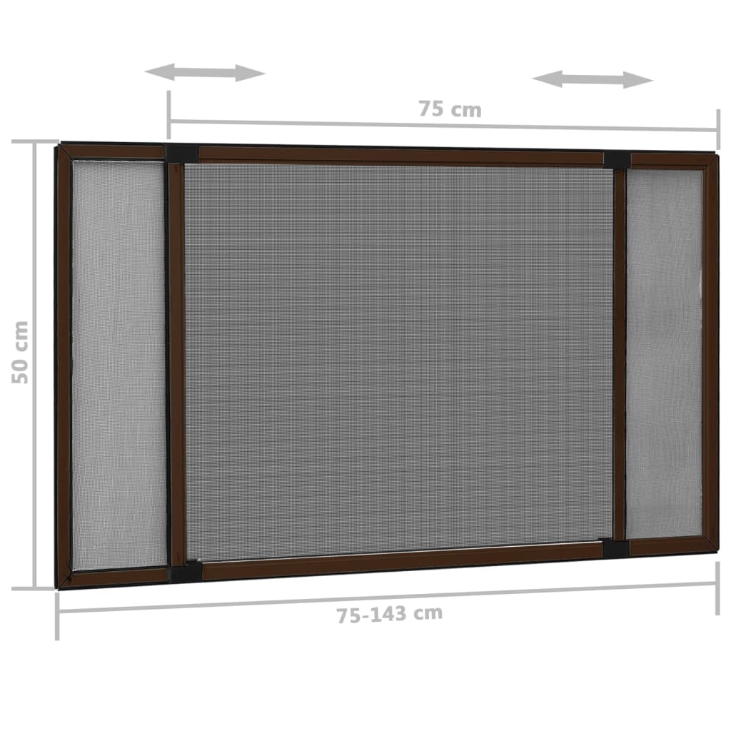 Extendable Window Insect Screen Brown (75 143) * 50 Cm