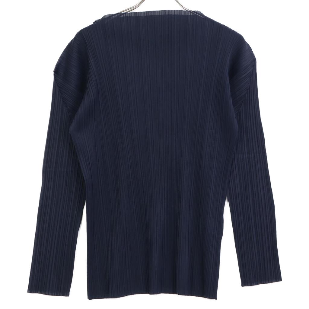 PLEATS PLEASE Navy PP04-JK604 Pleated High Neck Cut and Sew Polyester tops 4 NavyUsed