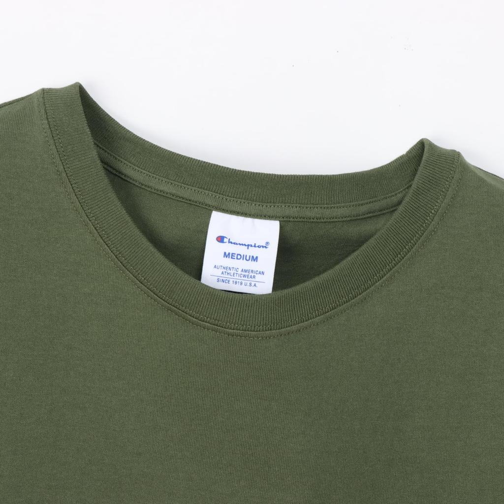 Champion Basic Long Sleeve Crew Embroidered Script Logo Women's T-Shirt, CW-X407, Olive, 100% Cotton, Neck,
