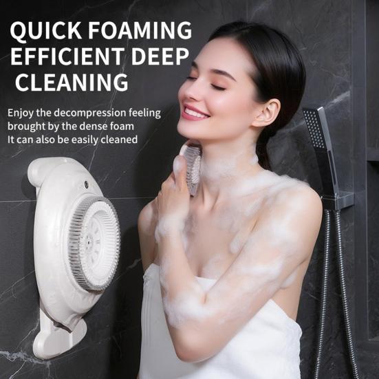 Automatický masážní kartáč na záda Elektrický tělový exfoliátor a masážní přístroj Nástěnný vodotěsný sprchový kartáč pro hloubkové čištění