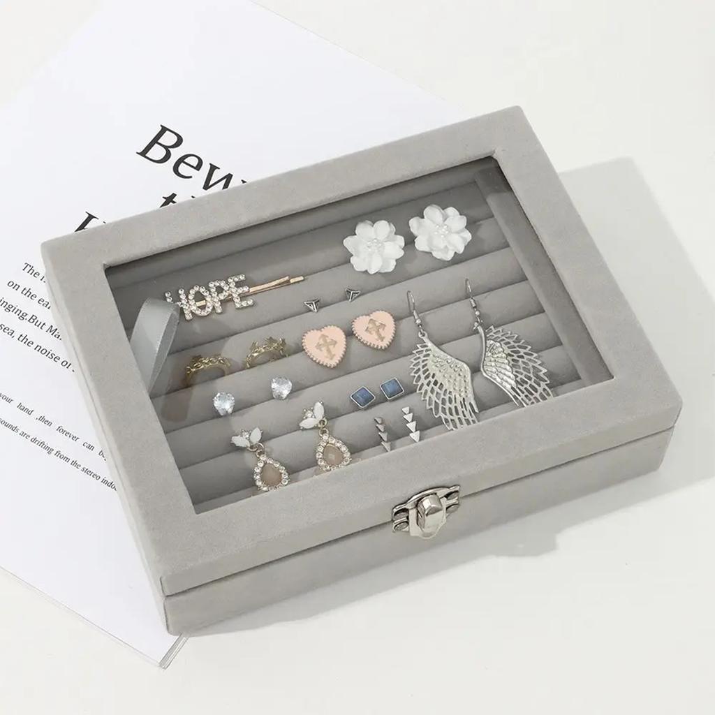 1PC Jewelry Storage Box Wholesale Home Jewelry Display Box With Covered Necklace Ring Jewelry Organizer