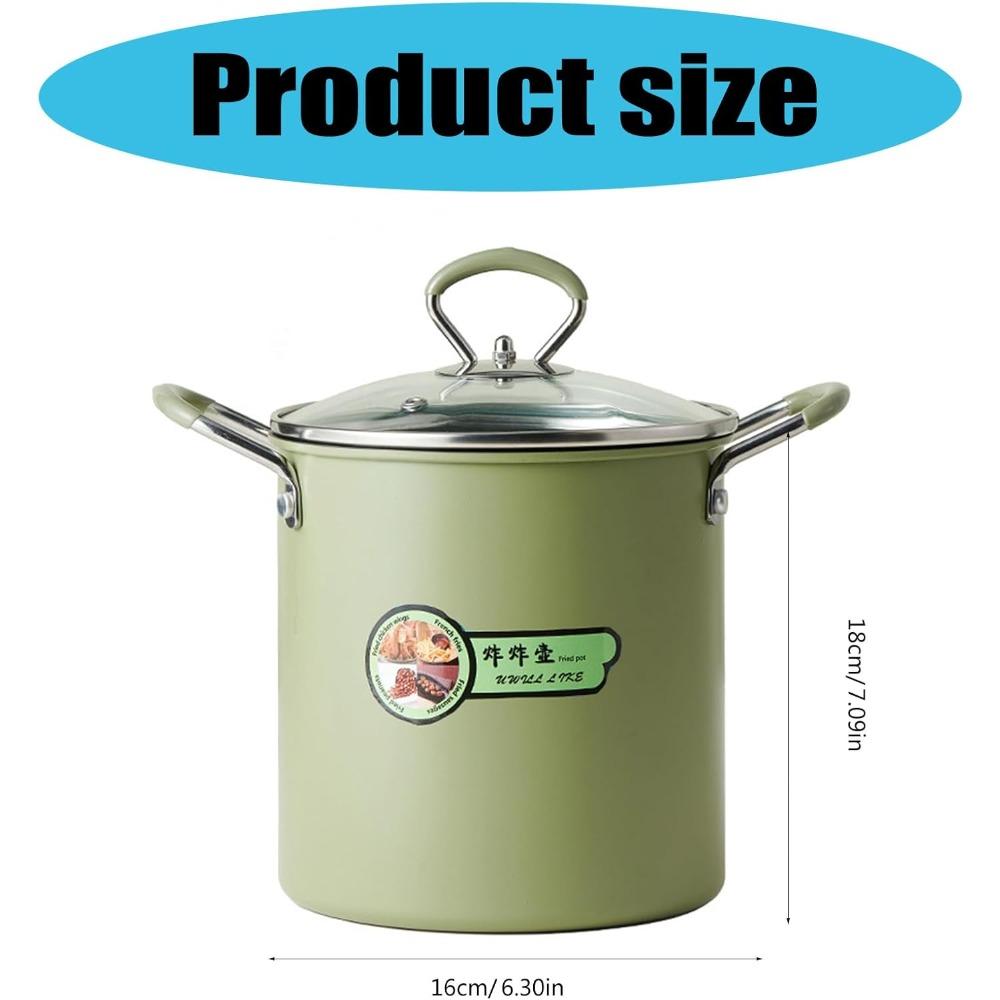 1Pcs 3L Fryer Pot with Basket and Oil Strainer Mini Pasta Pot for Home Kitchen French Fries Chicken Noodles Cooking Utensils