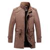 Specially for men's leather jackets, thickened and velvet green middle-aged casual medium and long thermal cotton clothes, medium and long styles