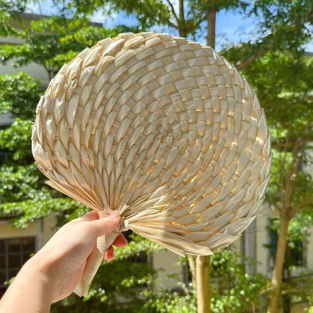 Home Decor Handmade Fan Large Woven Fans High Quality Braided Cattail Hand Fan