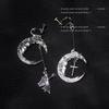 Wind Stud Earrings Gothic Punk Trendy Retro Moon Angel Cross Combination Pierless Ear Clips Stud Earrings
