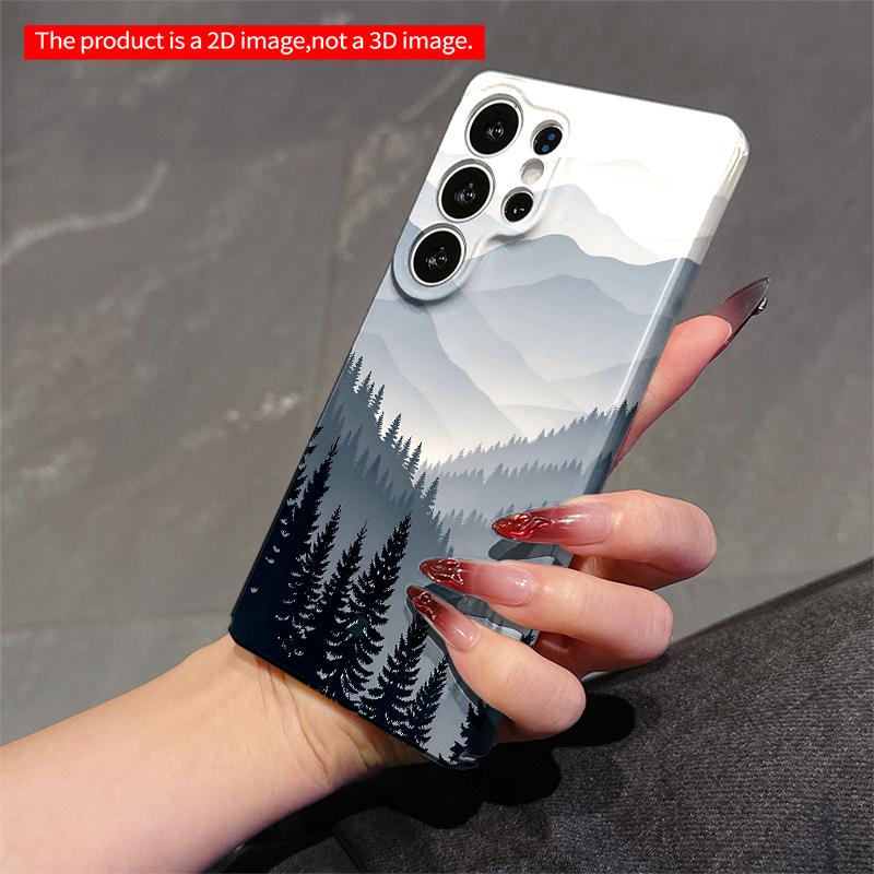 2DFlat Samsung Phone Case Misty Mountain Pine Silhouette Landscape Applicable To Galaxy S22 S23 S24 S25ULTRA S26 A12 A13 A14 A15 A16  A34 A35 A54 A55