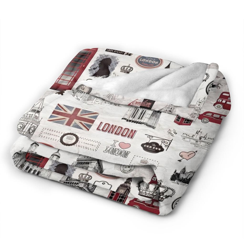Union Jack Flag Of The UK Blankets Flannel British London Symbols Soft Throw Blanket for Airplane Travel Quilt Portable
