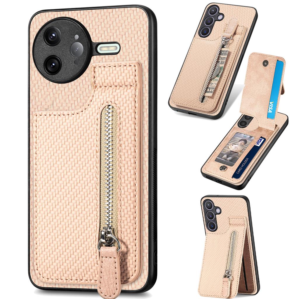 Pro Xiaomi Poco F7 Ultra 5G/Xiaomi Redmi K80 Pro 5G Pouzdro Kožený Kryt na Telefon se Zipem, Držákem na Karty a Stojánkem