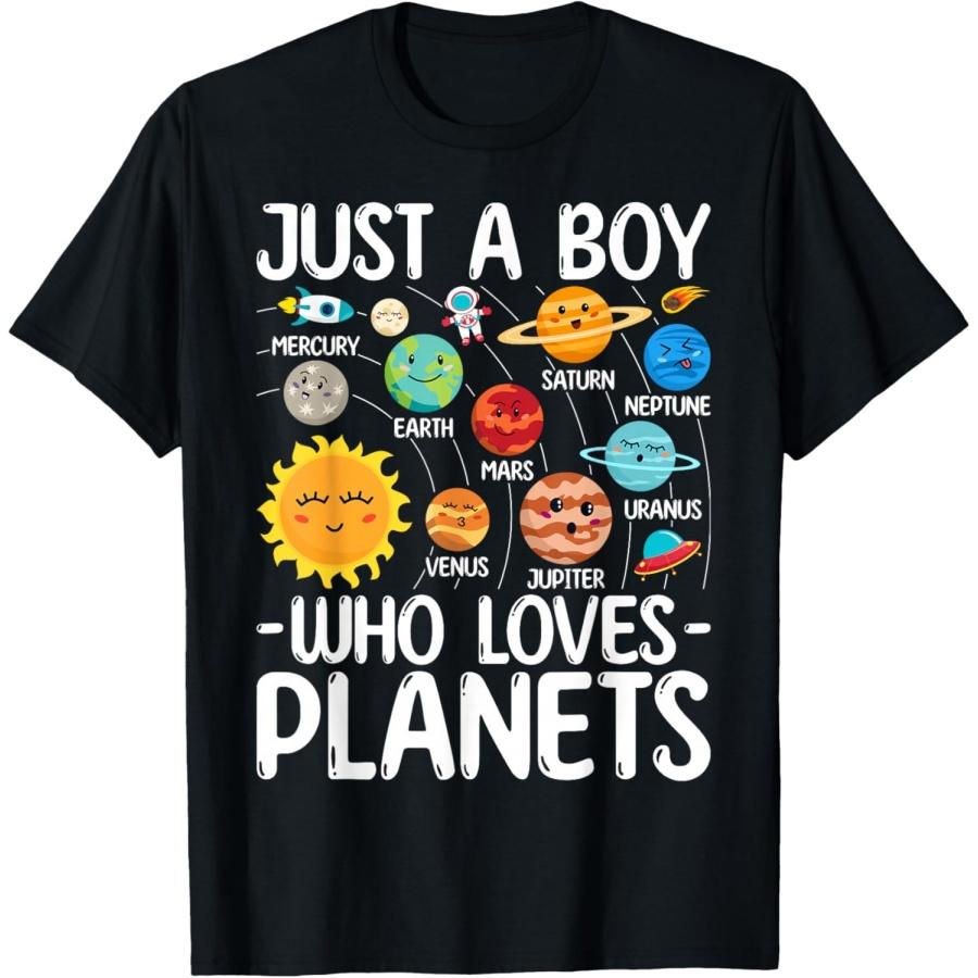 Just A Boy Who Loves Planets Solar Star System Science Space T-Shirt XXXXXL чёрный