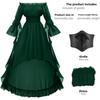 Medieval Victorian Womens Off Shoulder Dress With Linen Fabric For Halloween Renaissance Fair Performances