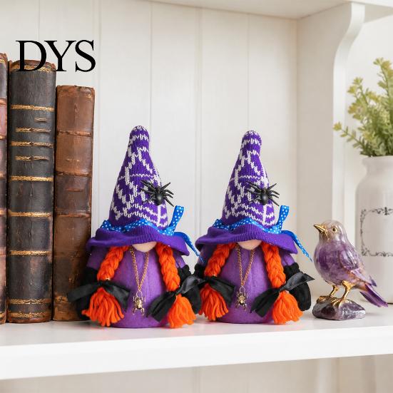 Ghost Festival Table Decor Halloween Witch Plush Gnomes, Cute Faceless Dwarf Doll with Soft Gifts Spider Bat, Home Office Indoor Party Gnome