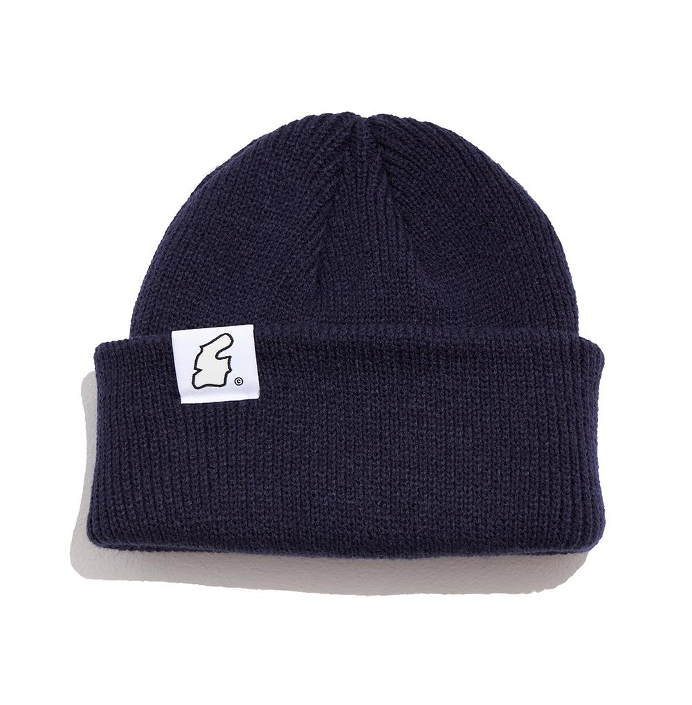 APOSTROPHE COMMA Reversible Iv Label Short Beanie (Navy)