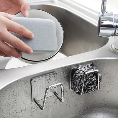 Kitchen Sponges Holder Stainless Steel Sink Sponges Drain Drying Rack Self Adhesive Storage Holder Wall Hooks Kitchen Organizer
