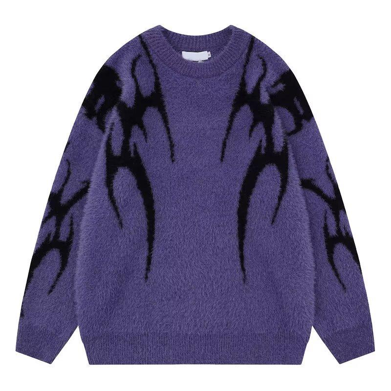 

Унисекс Свитер оверсайз в американском темном стиле - Осенняя коллекция Large фиолетовый