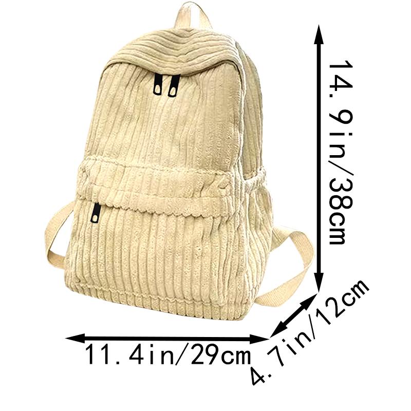 Chic Stylish Corduroy Backpack Multi- Adjustable-Strap Lightweight for Daily Commute Casual Functional Stylish Bag