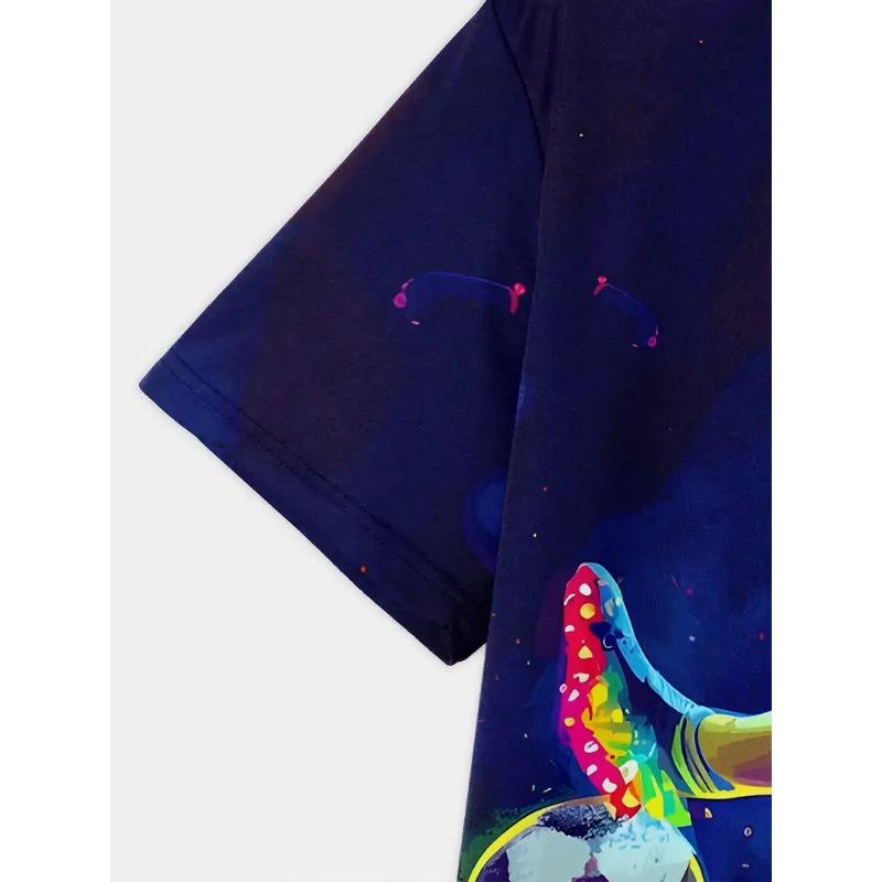 Herren Fußball Print T-Shirt Sportliches Kurzarm Rundhals T-Shirt für Sommer Outdoor Fitness Training Herrenbekleidung