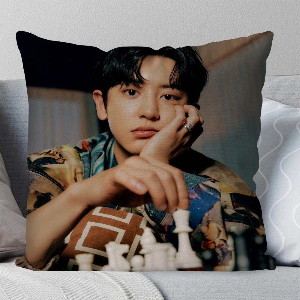 Koreanischer Sänger Star Park Chanyeol Kissenbezug Quadratisches Kissen Schlafzimmer Sofa Freizeit Komfort Kissen Wohnzimmer Heimdekoration 40X40