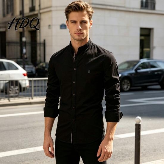 Chemise de Célébration Traditionnelle Formelle Homme Chemise Oktoberfest Coupe Ajustée Col Mao Costume Facile d'Entretien Repassage Facile Haut Manches Longues pour Festival de Biergarten