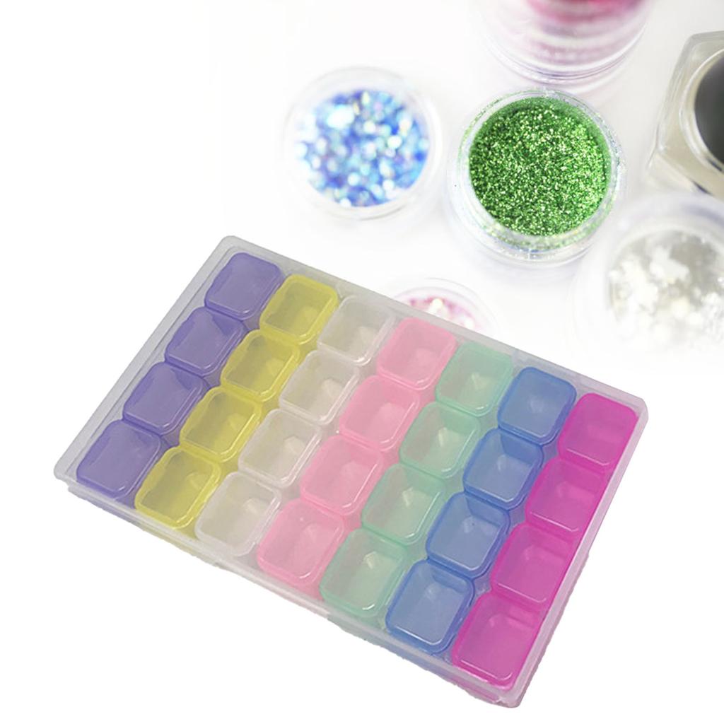 Nail Storage Box 28 Grid Eco Friendly Durable Transparent PP Separate Lid Nail Tip Box for Bead Earrings Jewelry