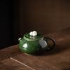 Grandmother Green Glaze Ceramic Plum Blossom Teapot Handmade Single Pot Household Tea Brewing Kung Fu Teapot with Filter Ball Hole Breaking Teapot