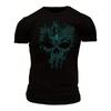 European Sizes Men's Vintage T-Shirt, Black 'Circuit Skull' Print, Casual Crewneck Short Sleeve, Soft & Comfortable, Plus Size,