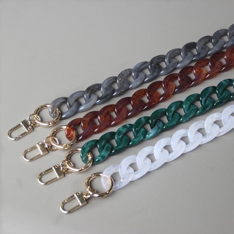 Acrylic Chunky Bag Chain 1Pc Gold Metal Clasp Lightweight Marbled Colors Strap for Tote Bag Purse DIY Craft