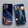 Space Ocean Whale Shark Swimming Phone Case For iPhone 16 15 14 11 12 13 Mini Pro Max Cover 15 14 7 8 Plus X XR X Fundas Shell