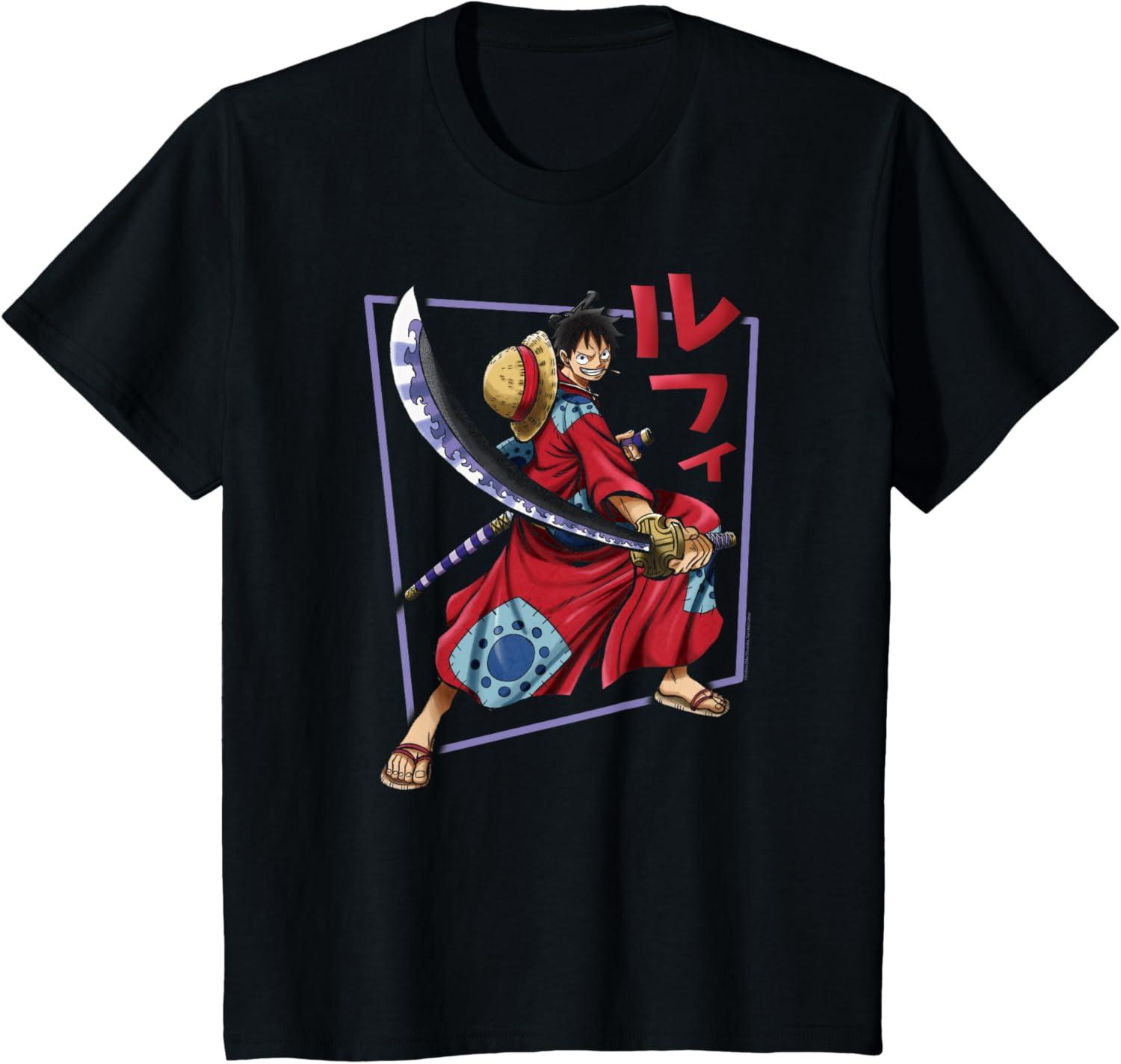 

2026 Summer ONE PIECE Anime Monkey D Luffy Printed Loose Shortsleeved Pure Cotton Childrens Tshirt Tide Unisex Casual Y2k S