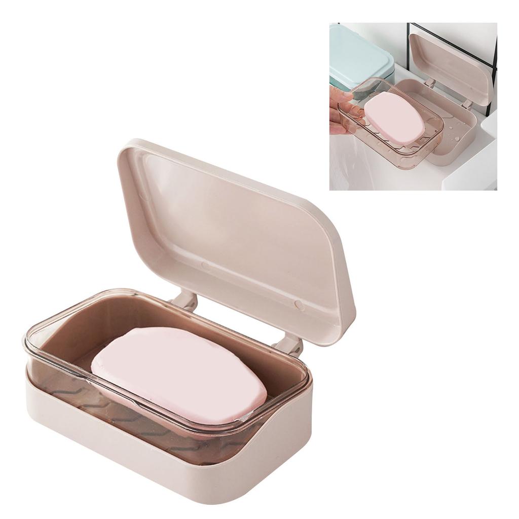 Soap Box PP Removable Drainer Portable Soap Dish Holder Container with Lid Cover for Kitchen
