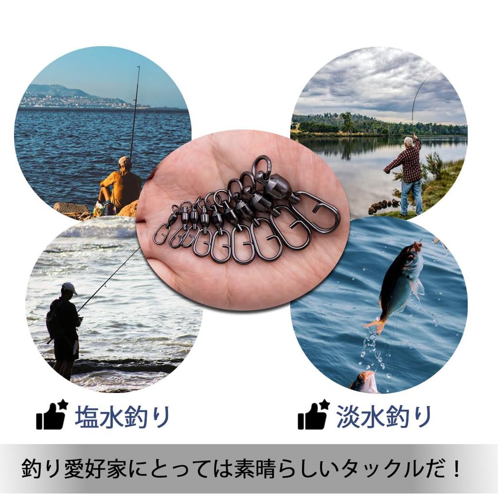 9KM DWLIFE Swivel Snap Black Set of 25 Ball Bearing Stainless Steel High Strength High Speed Rotation Corrosion Resistant Quick Change Fishing Tools