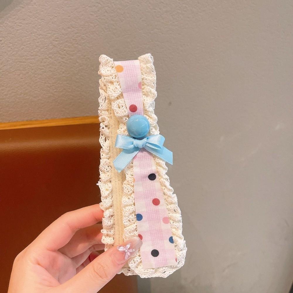 Floral Pattern Children Hair Patches Lace Broken Hair Headband Girls Headband Hair Accessories Blue Ball