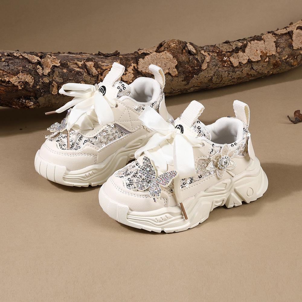 Children Shoes New Spring Toddler Girls Sport Shoes Bling Bling Soft Sole Breathable Outdoor Tennis Fashion Kids Sneakers