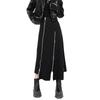 LAVASEON Long Skirt with Below the Korean for School or Work Women's Zipper, Knee, Black, Leg-Slimming, Irregular, High-Waisted, Elegant, Beautiful,