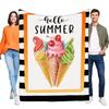 Hello Summer Ice Cream Blanket Soft Cozy Large Throw Lightweight Bed Sofa Decor Gift for Family and Friends, Perfect for Beach D