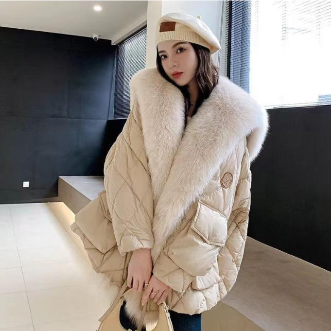 Winter Imitation Fox Fur Collar Down Cotton Jacket Women's Fur Jacket Women's Warm Mid-length