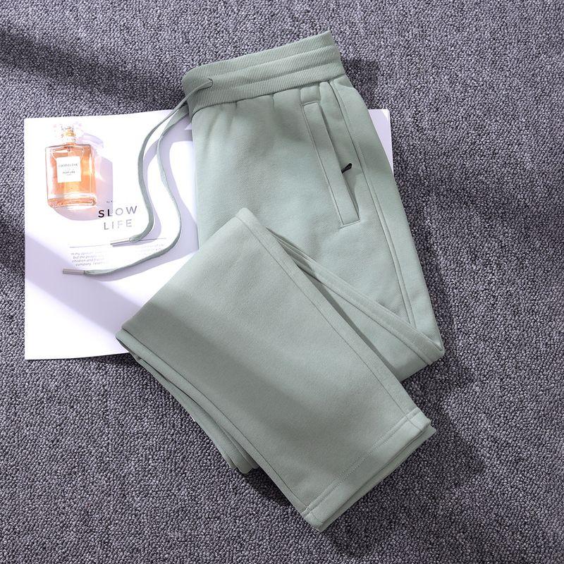 High-End Pure Cotton Spring & Fall Thin Sweatpants Heavy Weight Straight-Leg Pants Women's Pants Sports Pants Loose Casual Pants Zipper Light Pink