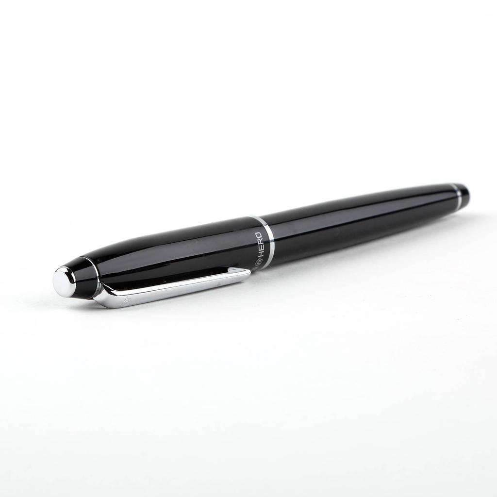Hero 372-2 Yellow Fountain Pen with Gold Iridium Nib, Gift Boxed for Student and Office Use, Engravable Steel Body.