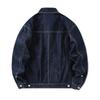 Men's Dark Blue Casual Denim Coat: Retro Jean Outerwear with Cargo Chest Pockets, Lapel Detail and  Minimalist Street Punk Style
