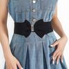 Adjustable Buckle Women's Elastic Wide Belt Solid Color Rhinestone Stretch Belt  for Dress Jeans