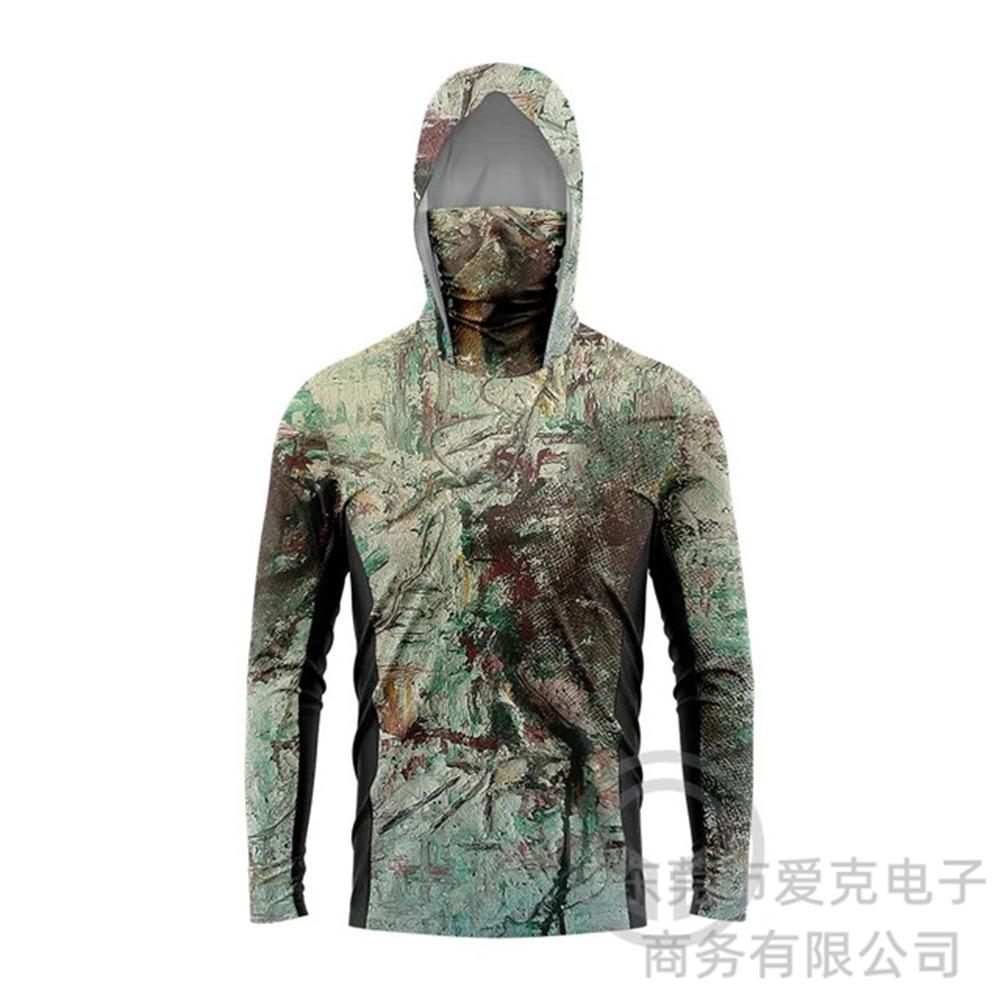 Fishing Suit Men's Summer Outdoor Fishing Suit Hooded with Mask Fishing Shirt Quick Drying Breathable Sunscreen