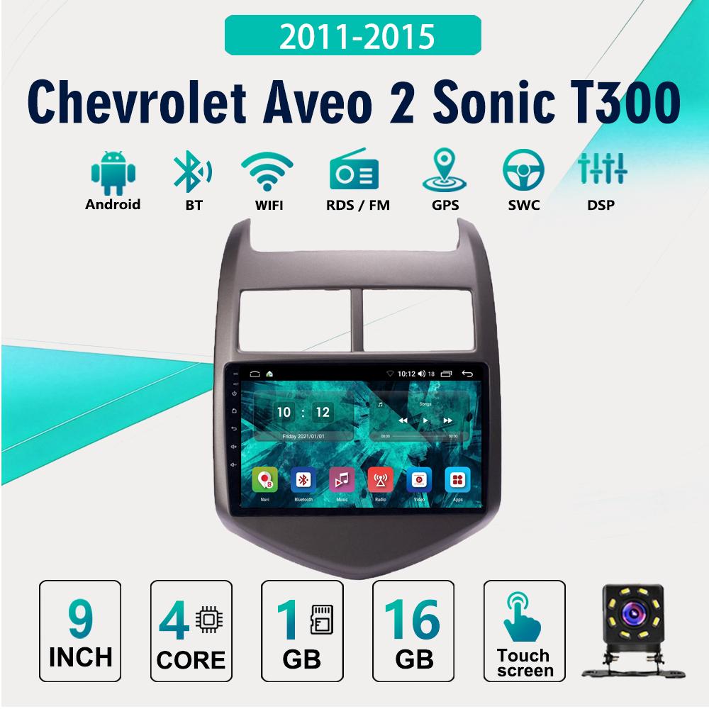 2Din Android Car-Play Car Radio,Chevrolet Aveo 2 Sonic T300 2011-2015,Multimedia Player Head Unit Stereo GPS Navigation BT WIFI,1+16GB