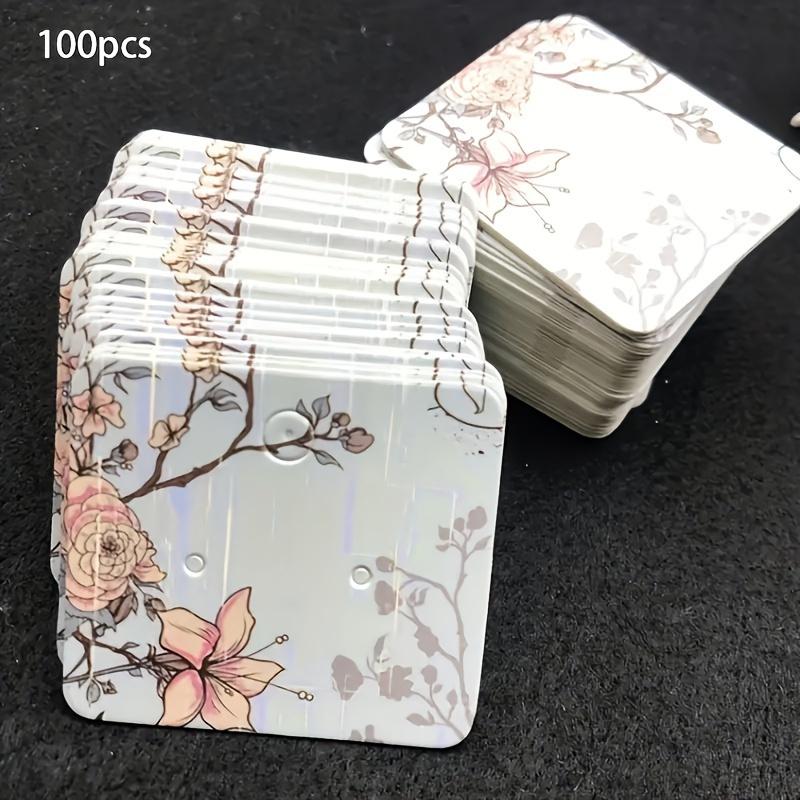 100 stk Fargerike Øredobber med Blomster og Fugler, DIY Øredobber av Papp, Emballasjemateriale for Små Kort som Kan Henges